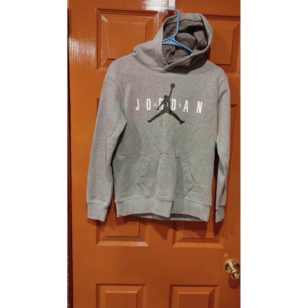 Jordan Hoodie Boys Large Gray Excellent Jumpman Graphic Pullover Sweatshirt - Picture 7 of 7